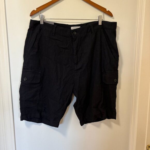 Scott Ellis Linen Shorts Navy Blue NEW Size 38 Regular Fit - Picture 2 of 10